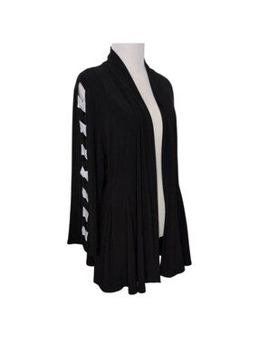 IC Connie K Cardigan Womens Size XL Black Knit Stretch Art to Wear Open Front